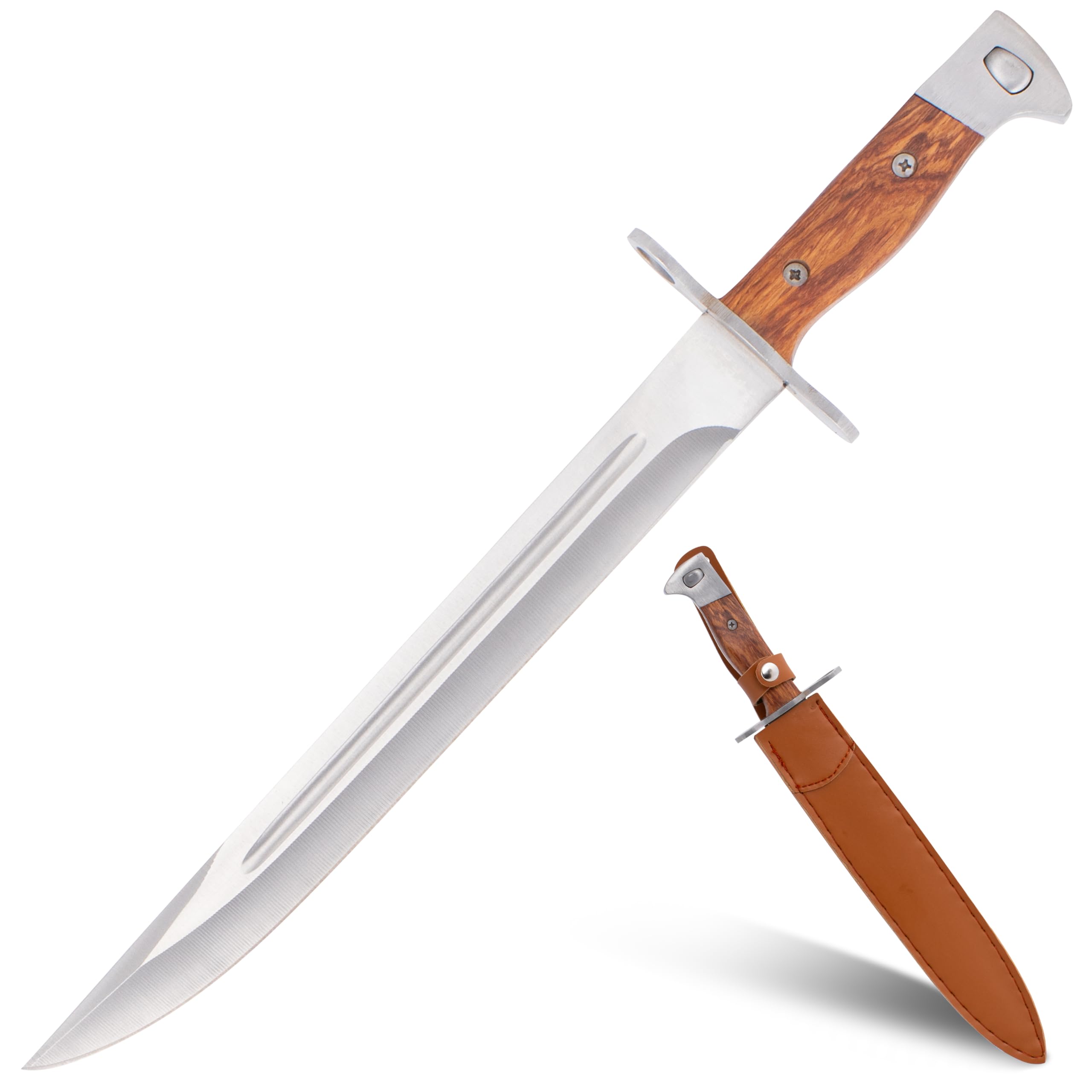 KOSxBO® klassisches AK 47 Messer 39 cm - Abfangmesser - Gürtelmesser - Bajonett - Anglermesser - Machete - Fahrtenmesser - Inklusive Holster