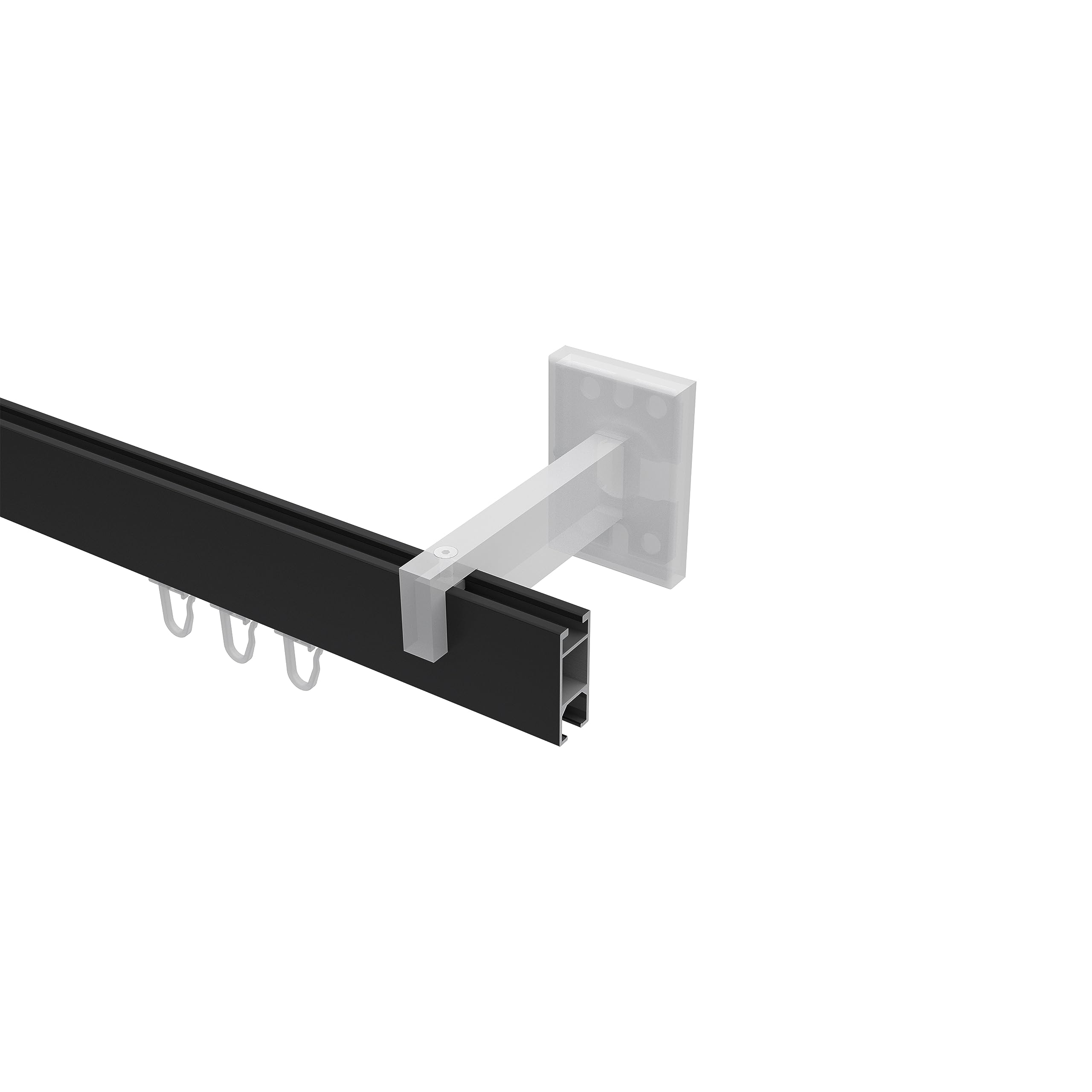 INTERDECO Innenlauf-Gardinenstange eckig 14 x 35 mm, kantige Innenlaufstange aus Metall, Schwarz, zur Wandmontage, Typ 10212919, 100 cm