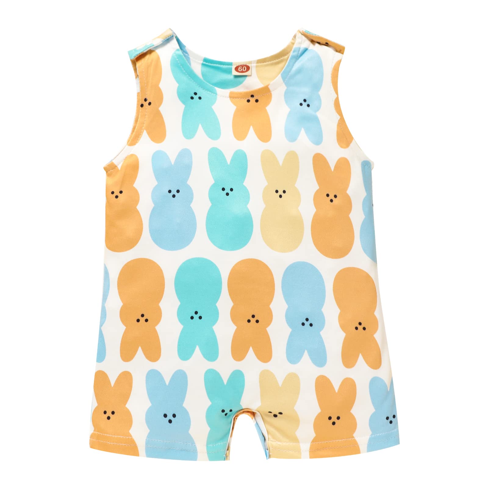 Sinhoon Baby Boy Girl Easter Clothes Infant Boys Bunny Printed Romper Rabbit Sleeveless Jumpsuit Bodysuit Easter Outfits