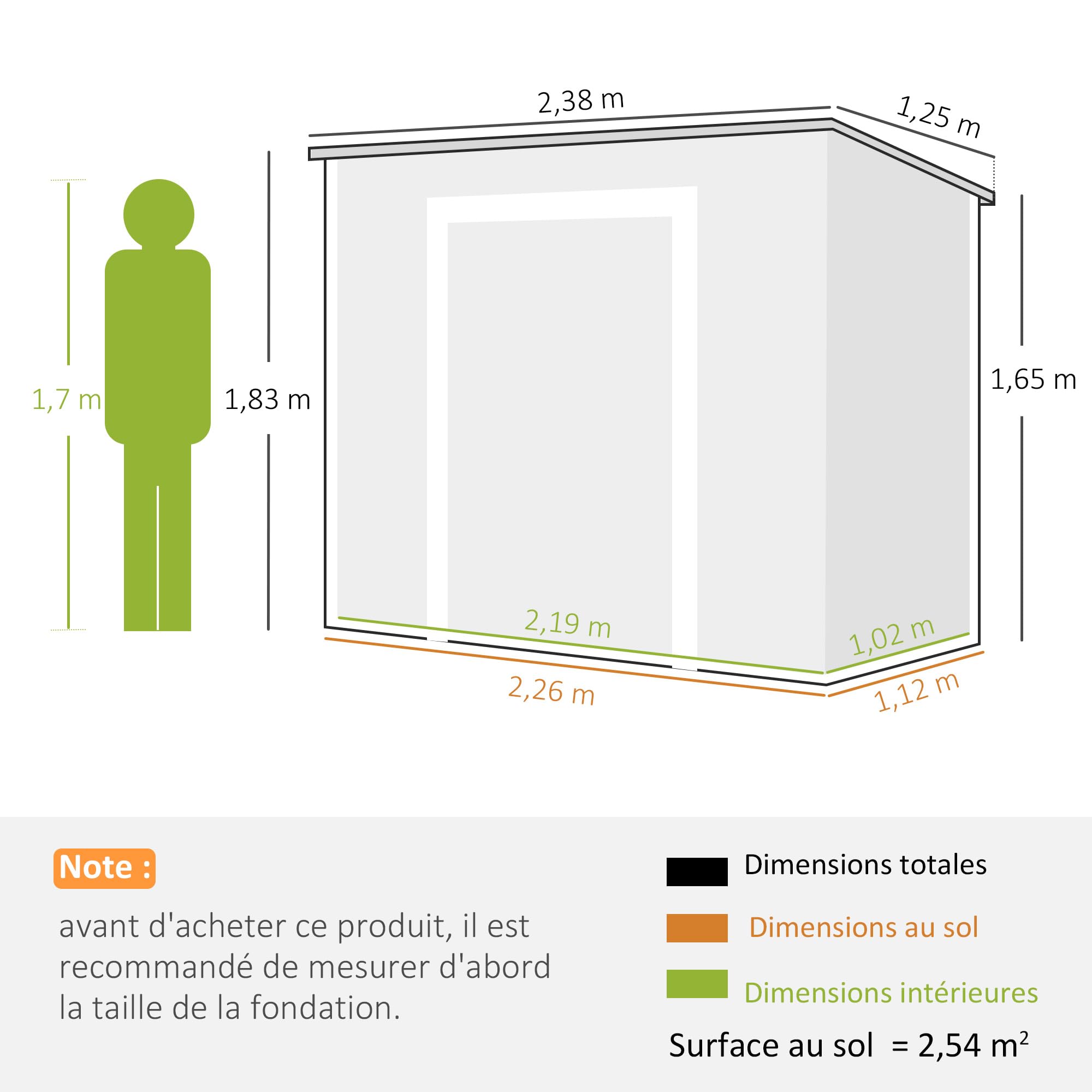 Outsunny Abri de Jardin 2,54 m² cabane de Jardin extérieur 2,4 x 1,3 m cabanon Rangement Outils avec Fondation, fenêtre, Portes verrouillables et 2 aérations, abri à Outils en Aluminium et PP, Gris