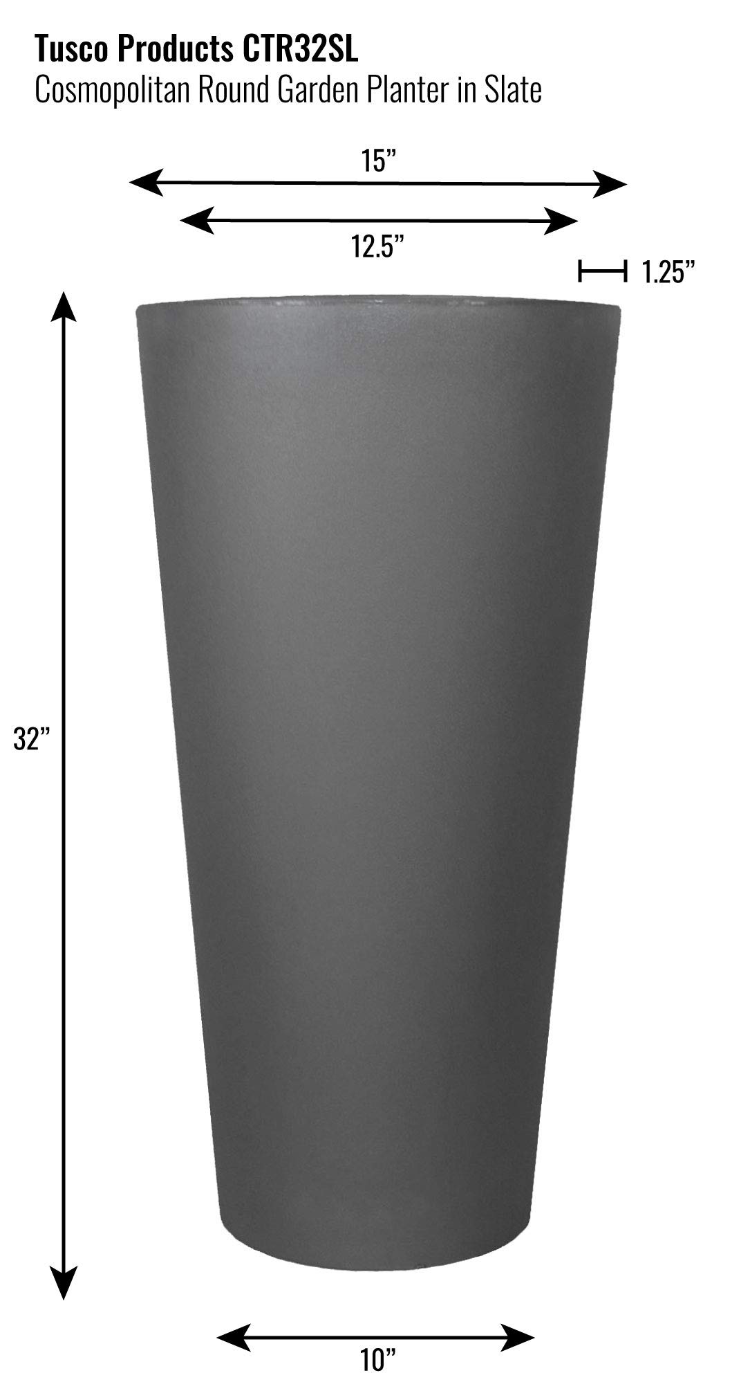 Vaso Da Giardino Tusco Prodotti Cosmopolitan Rotondo, 66 Cm, Colore Espresso, Resistente Agli UV - 3