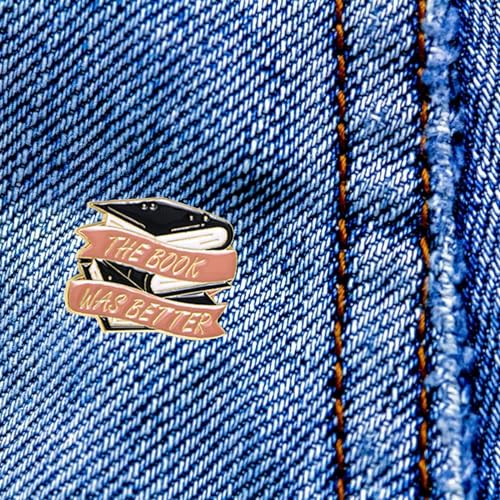 Image of 4 Pieces Cartoon Books Enamel Pins - Book Lovers Gifts, Badges, Brooches, Decorative Lapel Pins for Backpacks, Clothing, Bags, Jackets - Learning Gifts for Teacher, Student