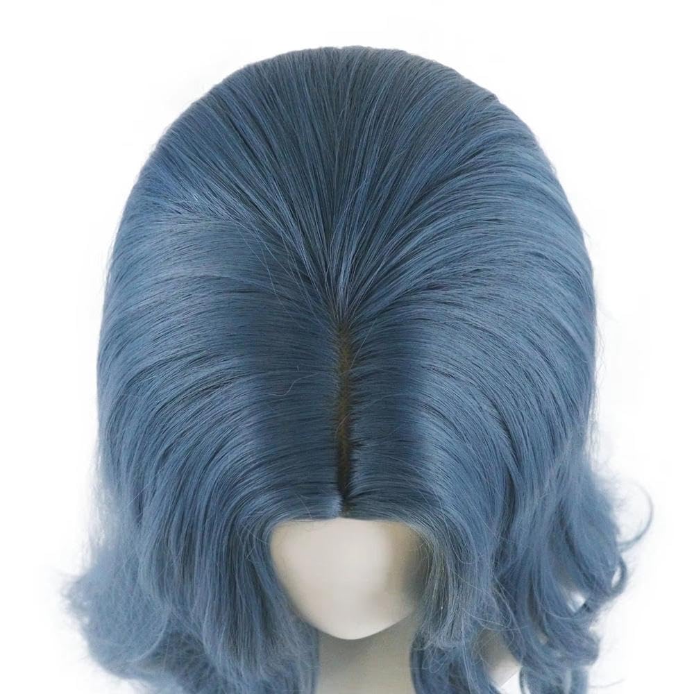 Haarpflege Frauen Blau Mittelteil Lange Welle Lockiges Haar Perücke Für Cosplay Tägliche Party