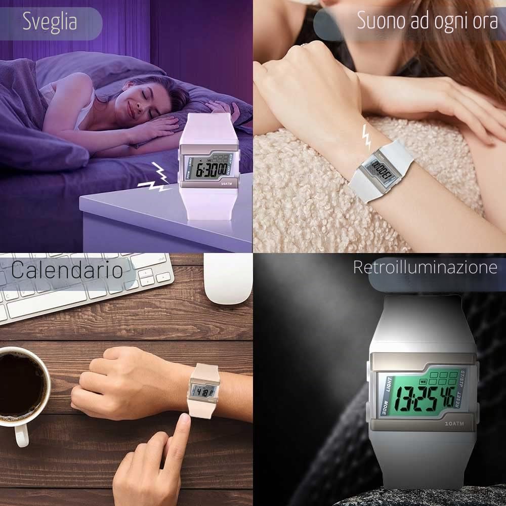 Orologio da Polso Digitale per Nuoto Subacqueo 10 ATM Impermeabile con Molteplici Funzioni di Cronometro Giro, Sveglia, Calendario e Retroilluminazione
