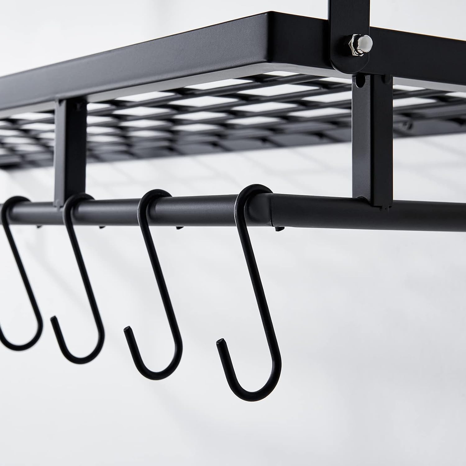 KES 30-Inch Kitchen Pot Rack - Mounted Hanging Rack for Kitchen Storage and Organization- Matte Black 2-Tier Wall Shelf for Pots and Pans with 12 Hooks - KUR215S75B-BK : Home & Kitchen