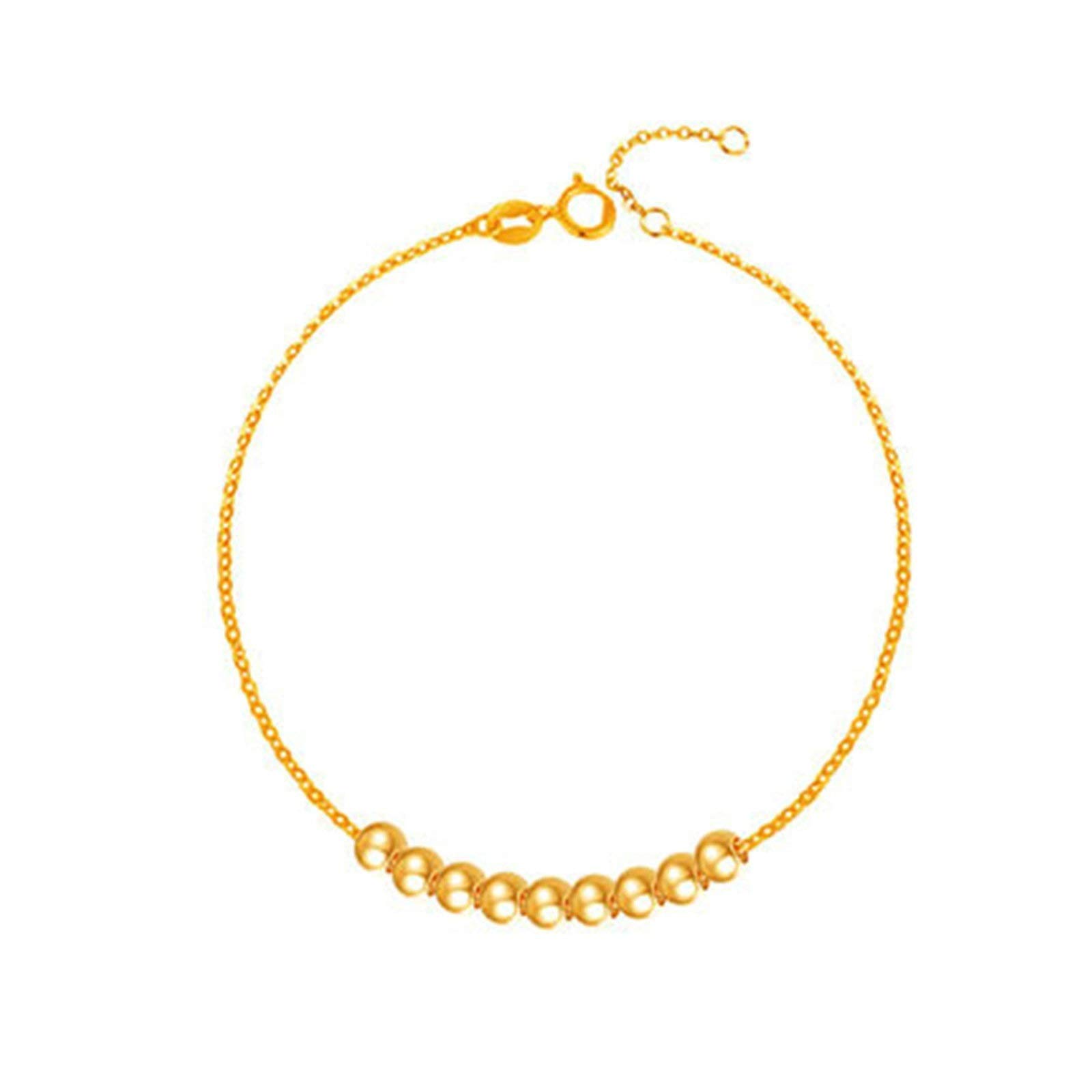 Epinki Cavigliera Oro 18Kt, Perline Cavigliera Sexy Estiva per Donna Sposa 24CM