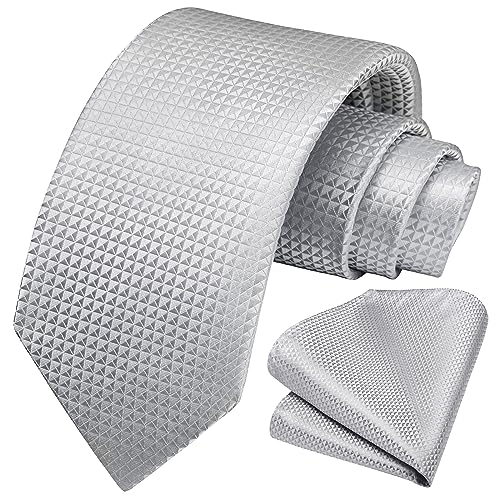 Image of HISDERN Mens Striped Tie and Pocket Square Set Necktie for Men | soft smooth texture, wrinkle-free, neat hand-tied knot, gifting ready, regular 3.4 width, coordinated look, business wedding