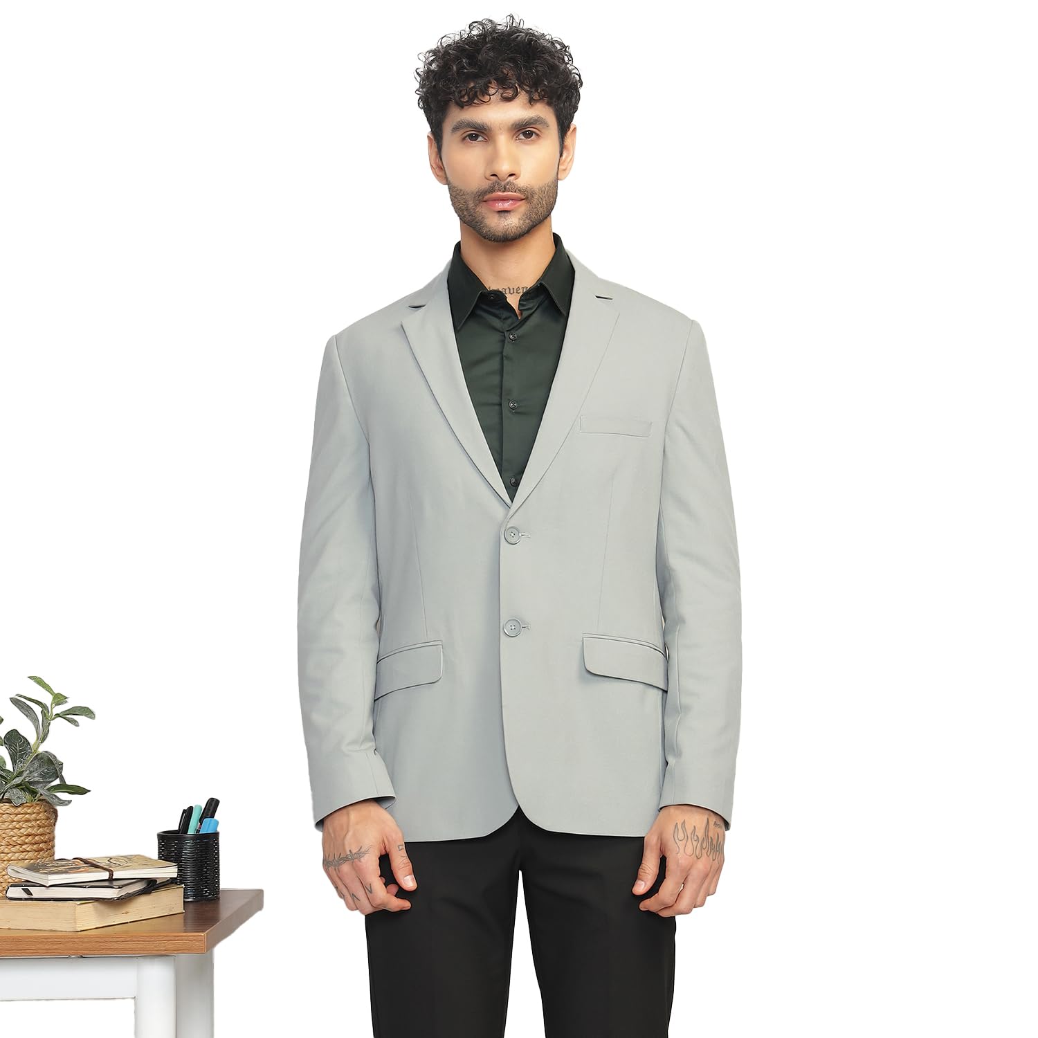 subtract Slim Fit Single-Breasted Stretchable Blazer for All Seasons-picture-44