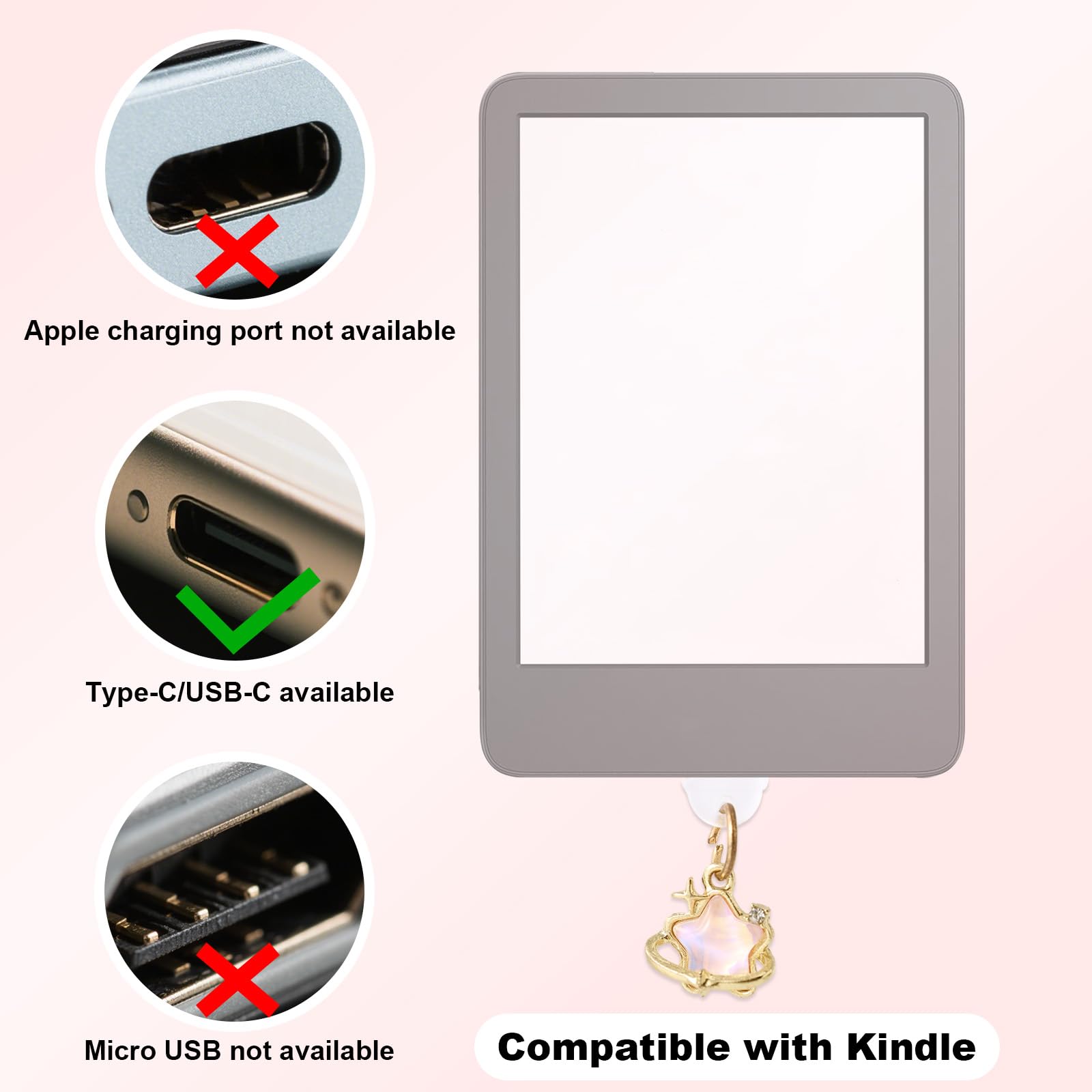 Lyreh 8 szt. Kolorowe Zatyczka Przeciwpyłowa do Typu C/USB C, 8 Stylów Śliczne Przeciwkurzowe Osłony Portu Ładowania Kompatybilne z Kindle Telefonami i Czytnikami e-Booków