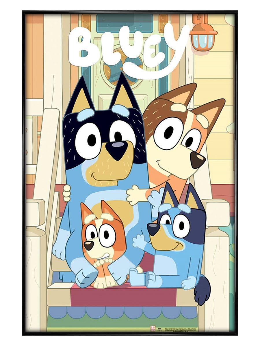 Grindstore Bluey (Line Up) Maxi Poster - Black Gloss Framed