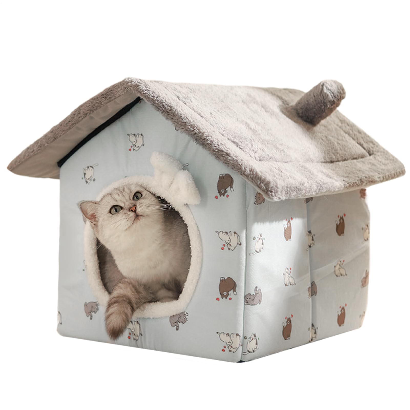 Coussin de nid couvert pour chat : lit grotte chaud pour l'hiver