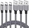 Cable USB C carga rápida trenzado en nylon 3 paquetes 6 pies USB A a tipo C | Carga USB C y sincronización de datos para iPhone 17 Pro Max/17 Air/16 Pro Max/16 Plus/15 Pro/iPad Pro Air Mini Galaxy S20 Note 20 1