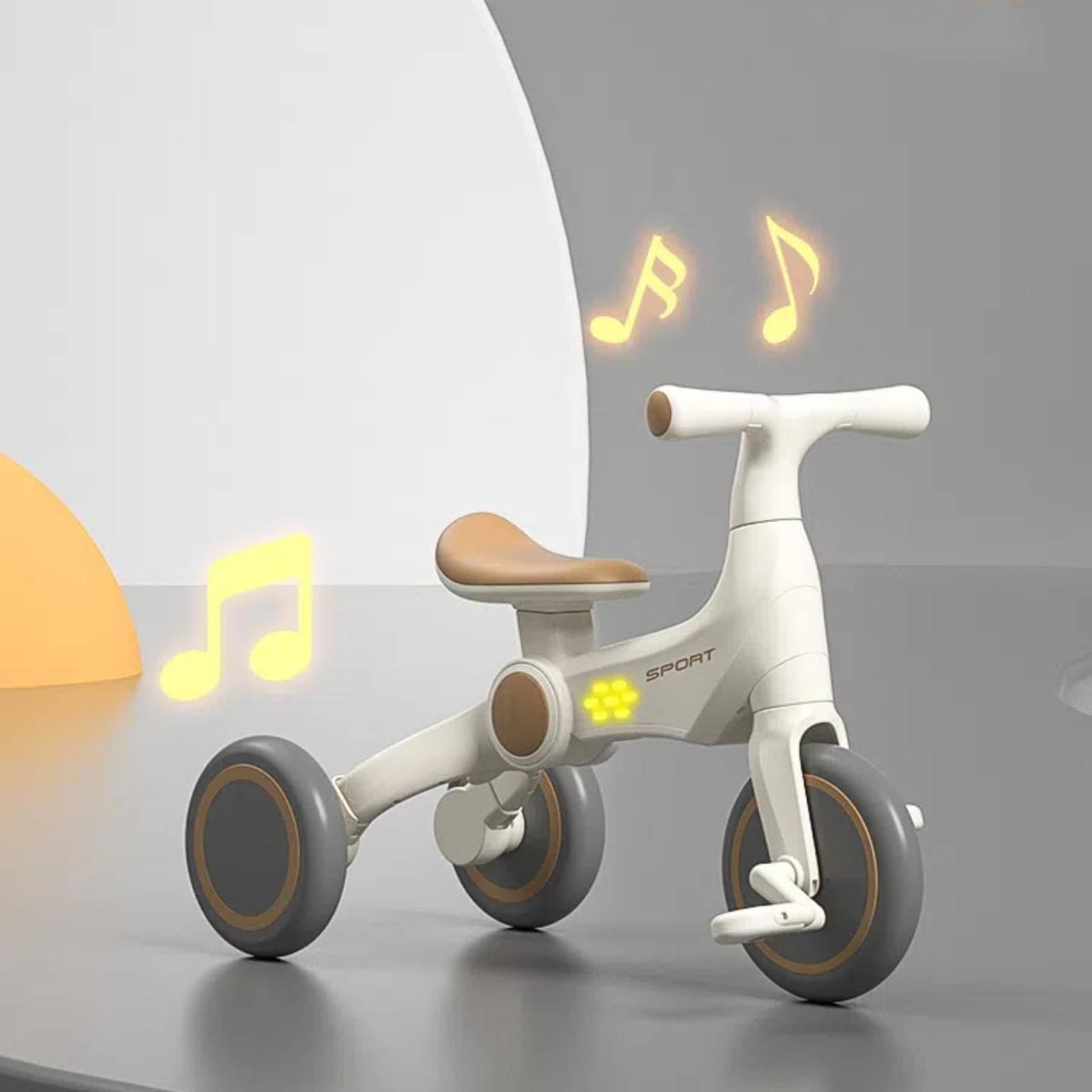 Kinder Laufrad ab 1 Jahr,Kinderdreirad mit Schubstange,Musik und Licht,Kinder Laufrad ab 1 Jahr, mit verstellbarem Schiebegriff und abnehmbaren Pedalen für Kinder ab 12 Monaten