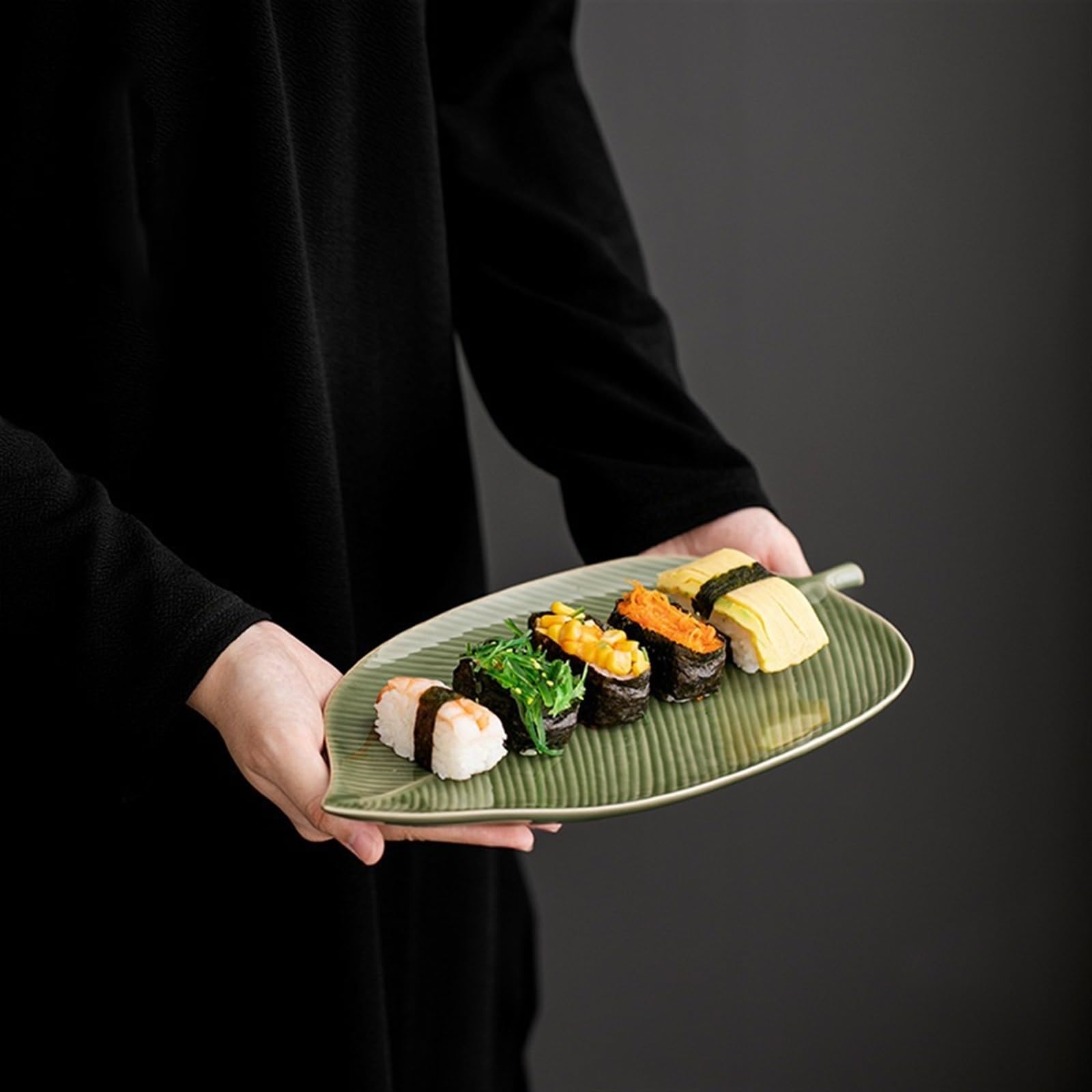 Bandeja Para El Té De La Tarde Bandeja de té Vintage Celadon, bandeja creativa de cerámica for tazas de té, plato de postre de pastelería de Sushi, juego de té de Kung Fu, bandeja de cerveza seca Jueg