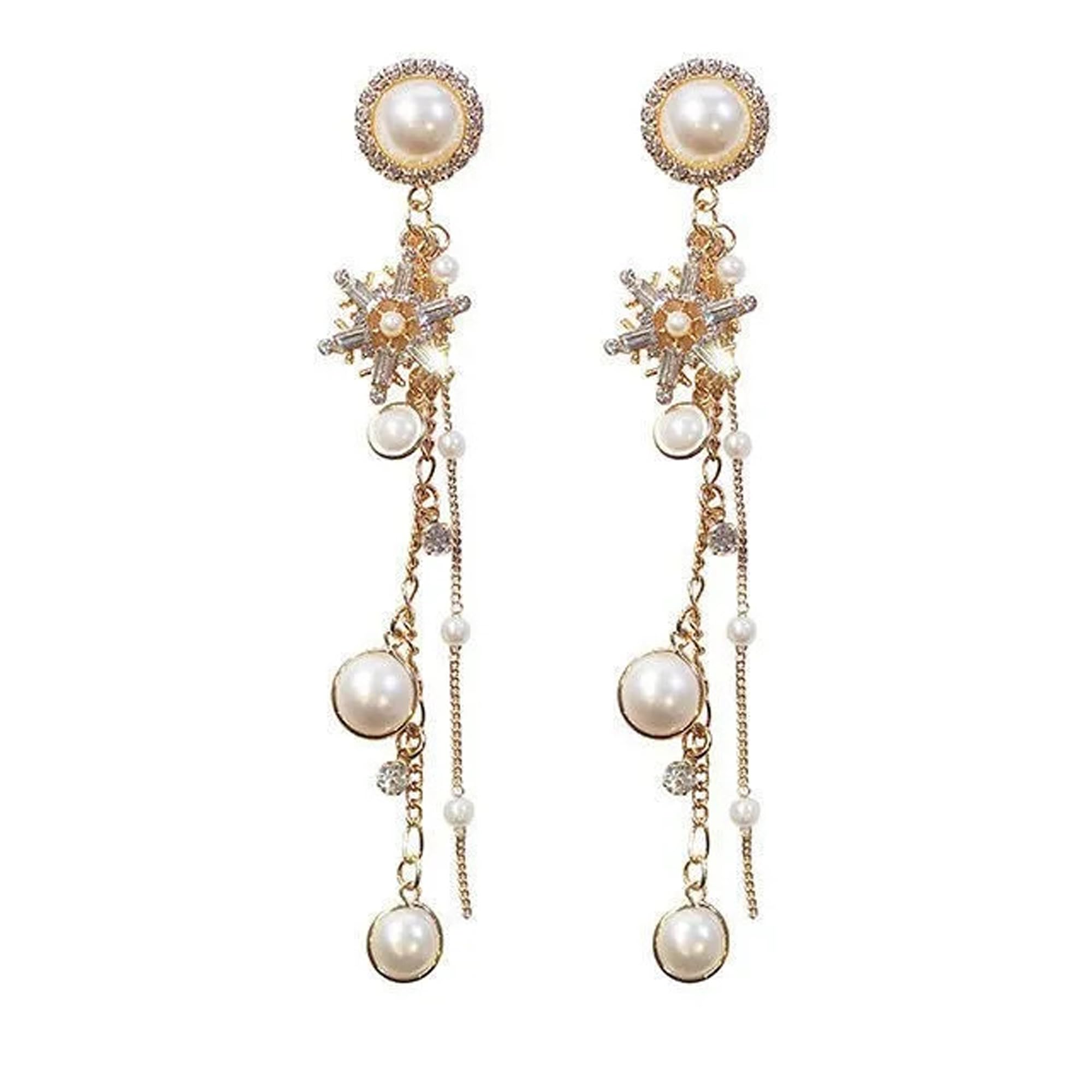 Fashion Frill Earrings For Women Fashion Gold Plated Pearl |Korean Earrings|Chain Drop Earrings For Women Girls Love Gifts (B0CY23G4FF) Amazon Price History, Amazon Price Tracker