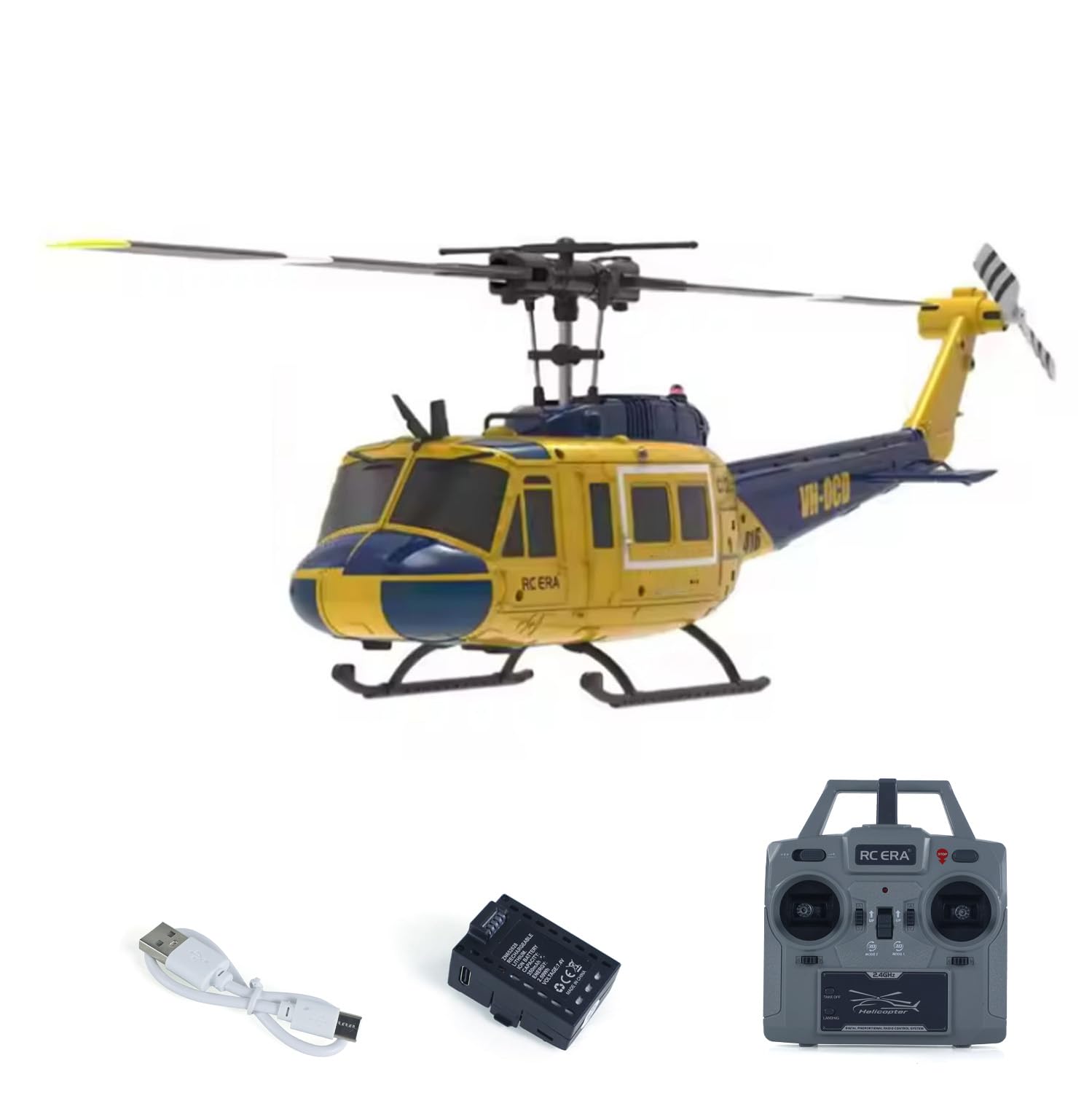 TOUCAN RC HOBBY 1/48 RC Simulation Helicopter Model C032 UH-1 Remote Controlled Stunt Plane One-Click 3D Flip Optical Flow Positioning Gift for Hobby