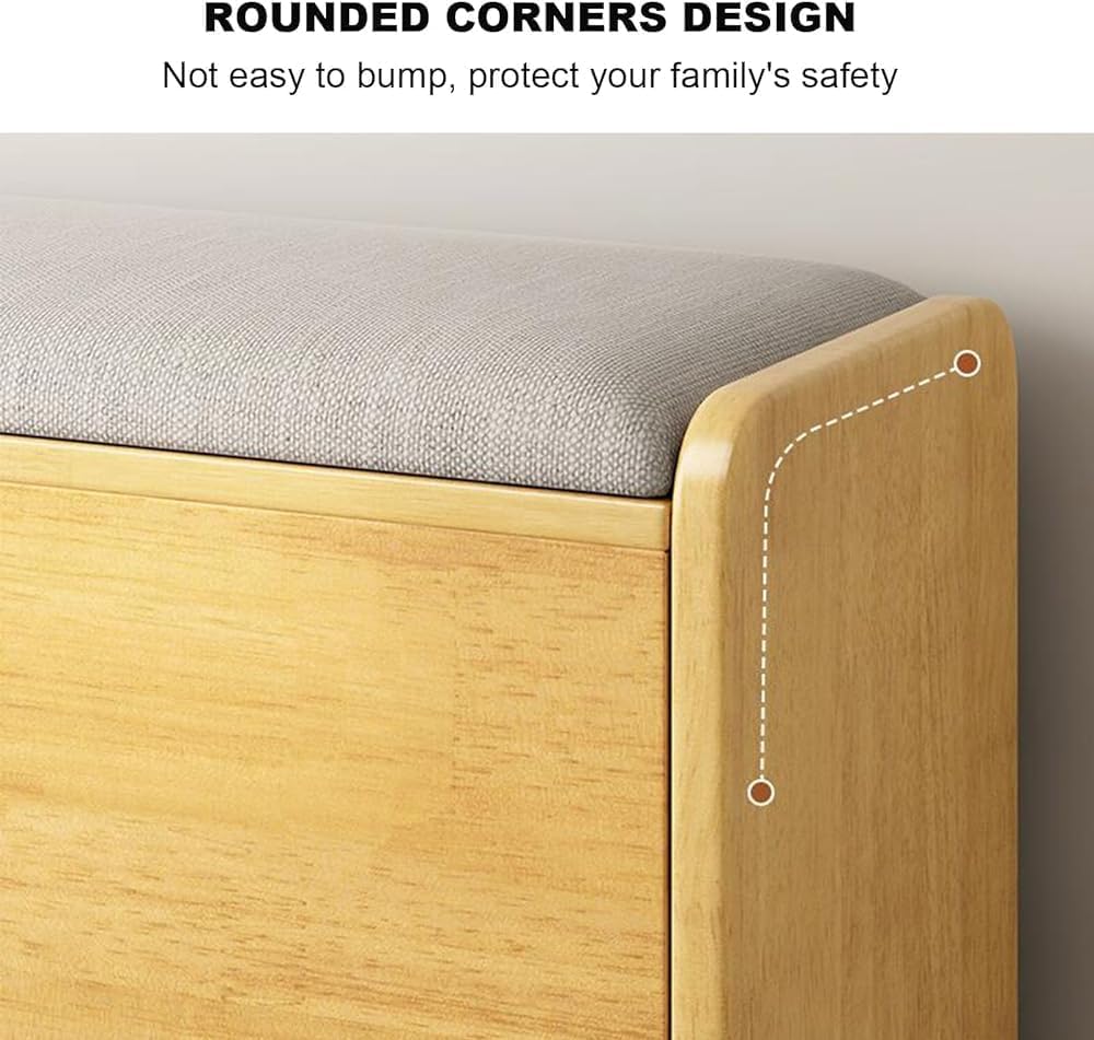 Zapatero moderno de madera con banco, 2 puertas abatibles y asiento acolchado, zapatero Slish para entrada, pasillo, dormitorio (blanco, 60 cm)