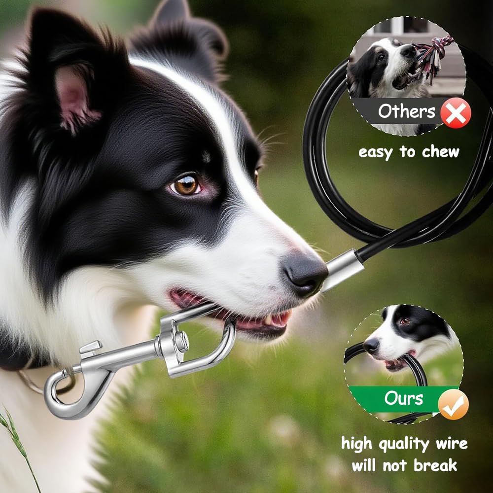 4 Piezas Correa Perro Cable de Acero Resistente Antimordeduras Gancho Giratorio de 360 Grados Apto para Gatos y Perros