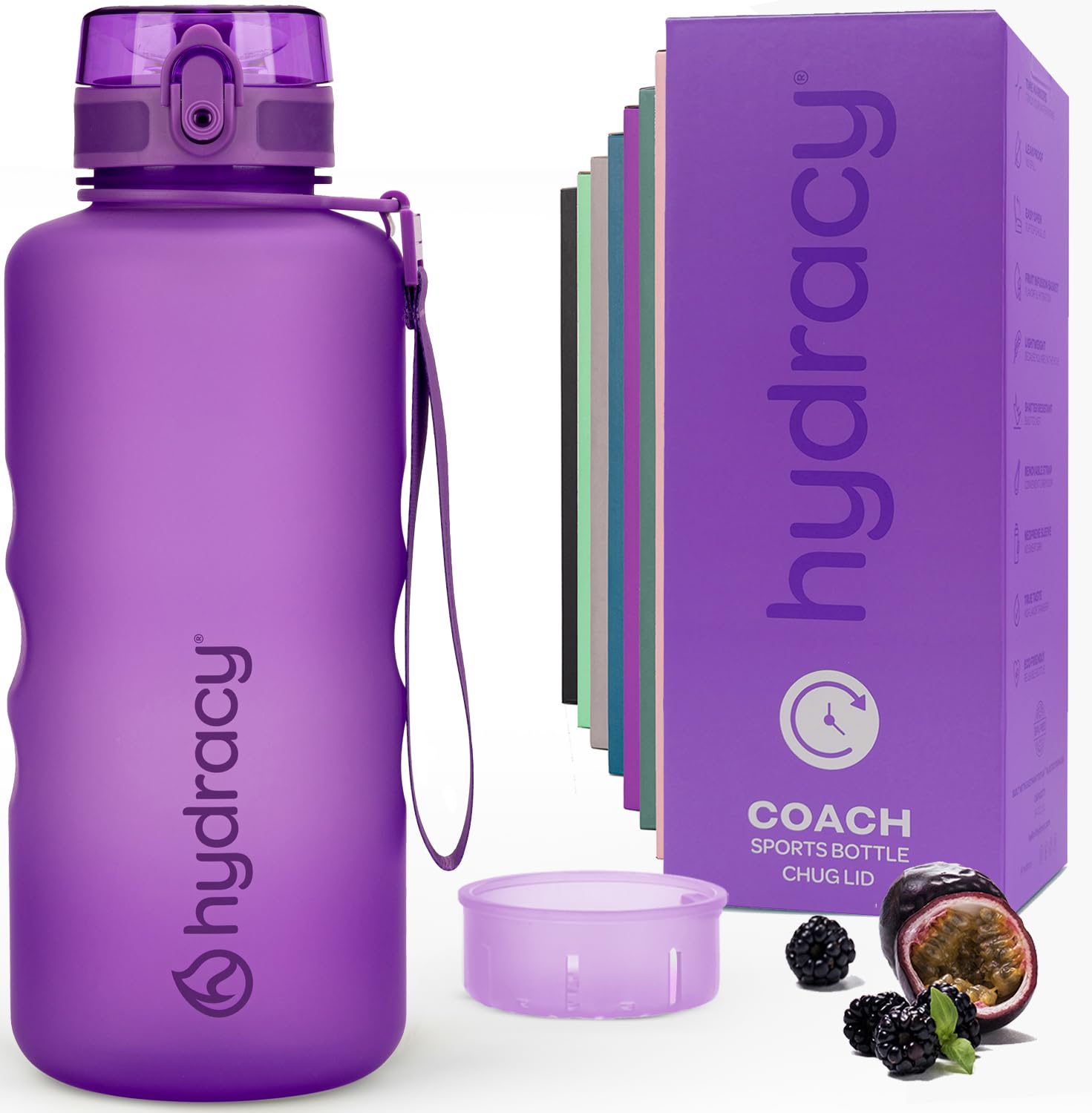 Hydracy Water Bottle with Time Marker -Large BPA Free Water Bottle & No Sweat Sleeve -Leak Proof Gym Bottle with Fruit Infuser Strainer & Times to