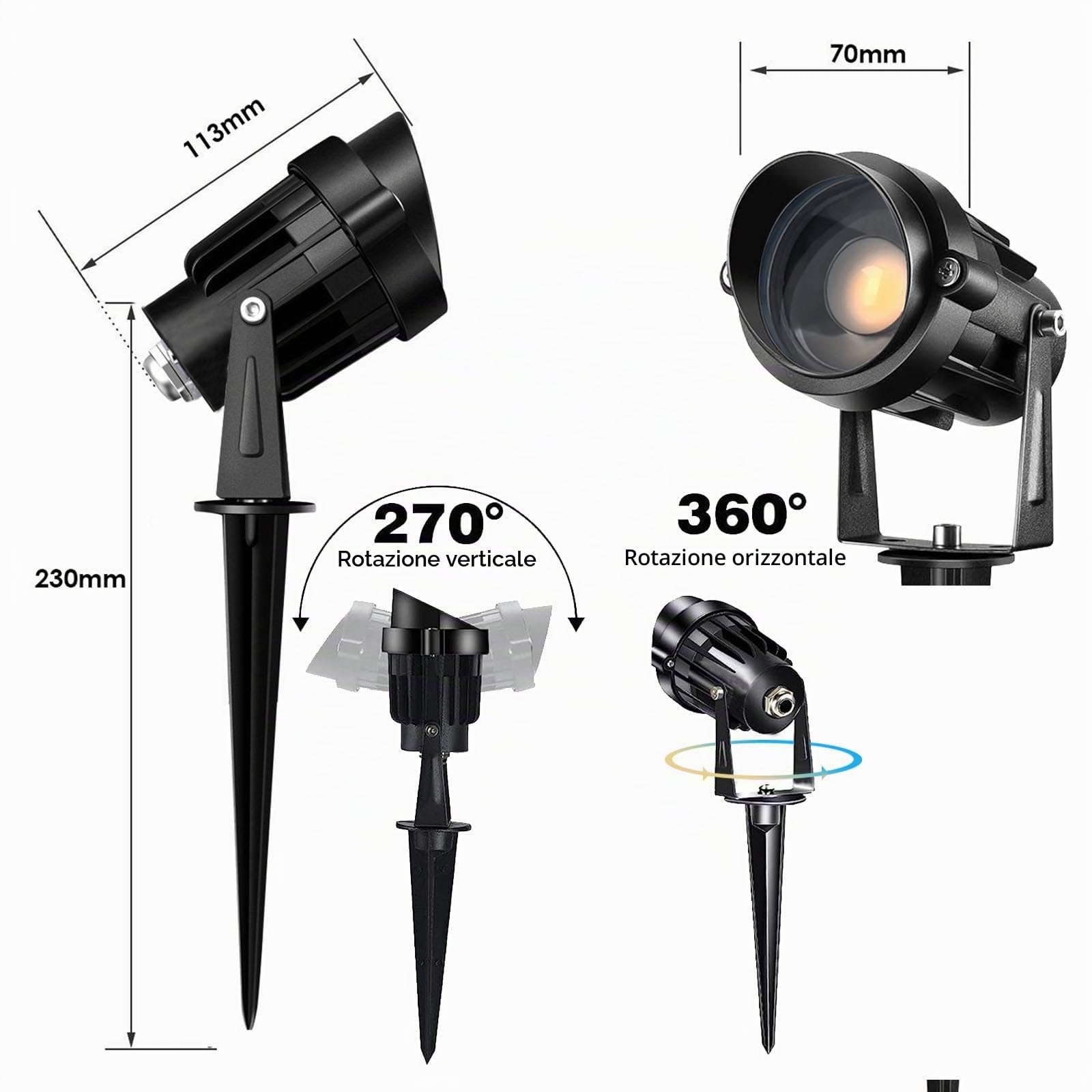 Illuminazione per esterni a LED da giardino, faretto da giardino, 7 W, 12 V, 24 V, illuminazione a bassa tensione, impermeabile IP66 LED, per terrazza Corte Ch