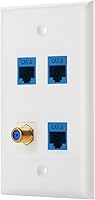 Vista 2 de IBL -1 puerto Ethernet Cat6 y 1 placa de pared de puerto tipo F coaxial de cable chapado en oro (blanco)