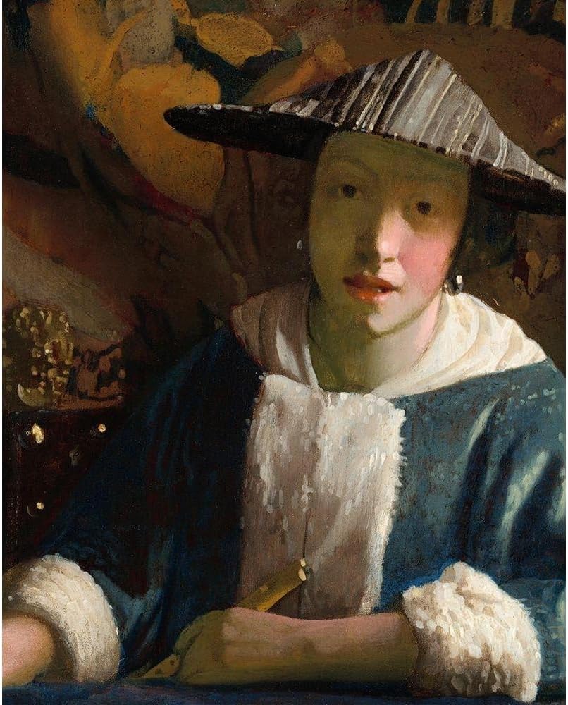 ArtDirect Girl with a Flute Unframed Art Print Giclee Poster by Vermeer, Johannes - Ready for Framing with Customization Sizes 8x10, 11x14, 16x20, 24x30, 36x45, and 48x60 Inches
