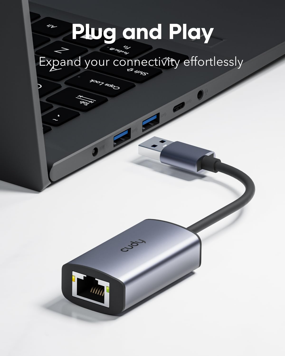 Cudy Adattatore Ethernet USB-A, adattatore di rete USB 3.0 Gigabit, adattatore di rete LAN in alluminio RJ45 senza driver, compatibile con Switch, MacBook, TV Box, XPS, Steam Dec, UE10A