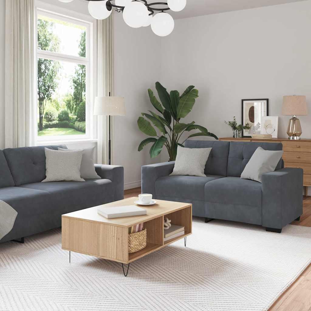 vidaXL Ensemble de Canapés 3 pcs Gris foncé 221 x 80 x 80 cm Velours, Mobilier Moderne abordable, Ensemble de canapés en Velours, Fauteuil Ergonomique, assises durables pour Le Salon