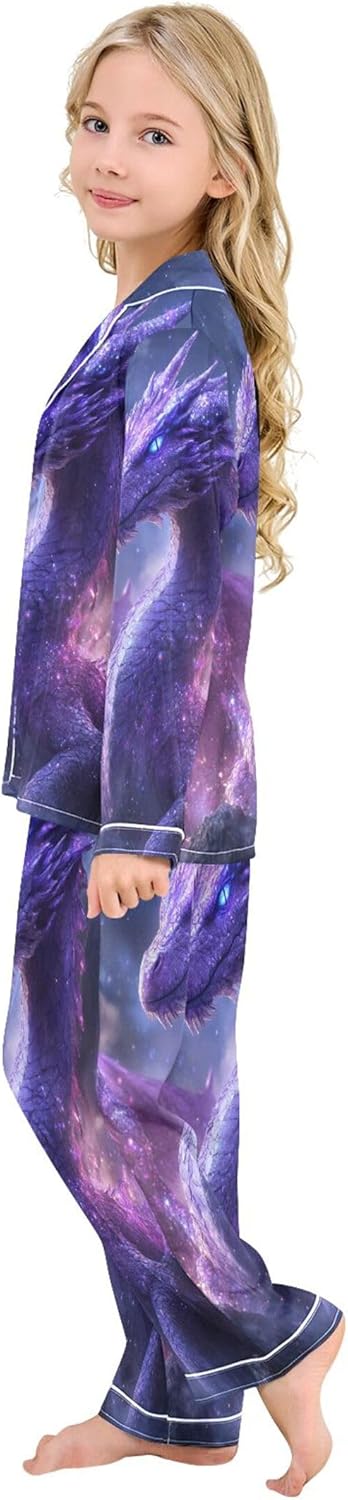 Silk Pajama Sets Long Sleeve Pajamas Soft Sleepwear 2 Piece Pjs Set