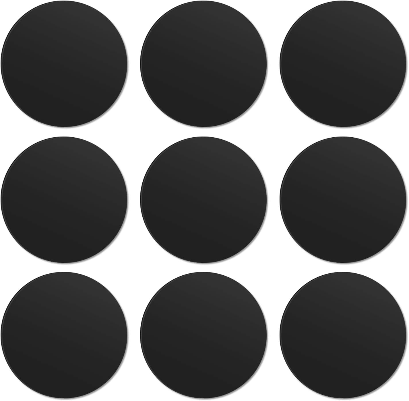 MOSUO 9 Pack Metal Plates, Mount Metal Plate Kits with 3M Adhesive on the back for All Magnetic Car Phone Holder Car Mount Cradle and other Magnetic Holder, 9 Round, Black