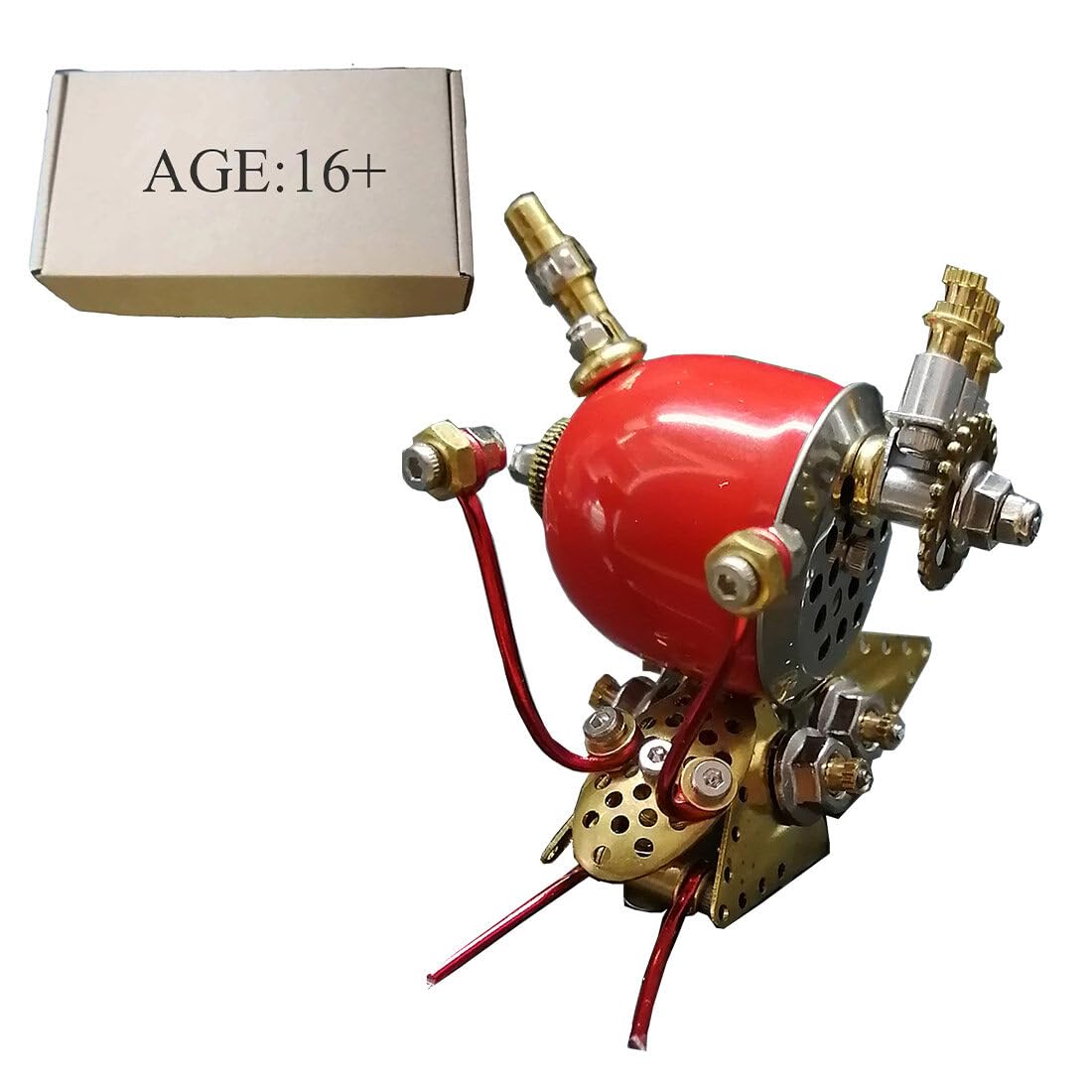 Ślimak metalowe puzzle 3D, zestaw modelarski, steampunk, mechaniczny ślimak, "zrób to sam", metalowa budowa, dekoracja biurka, przedmiot kolekcjonerski (kolor czerwony)