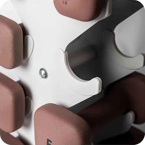 Miniatura 3 de WeGym Soportes para mancuernas con hierro fundido resistente, solución que ahorra espacio, rodamientos pesados, base de goma resistente, para