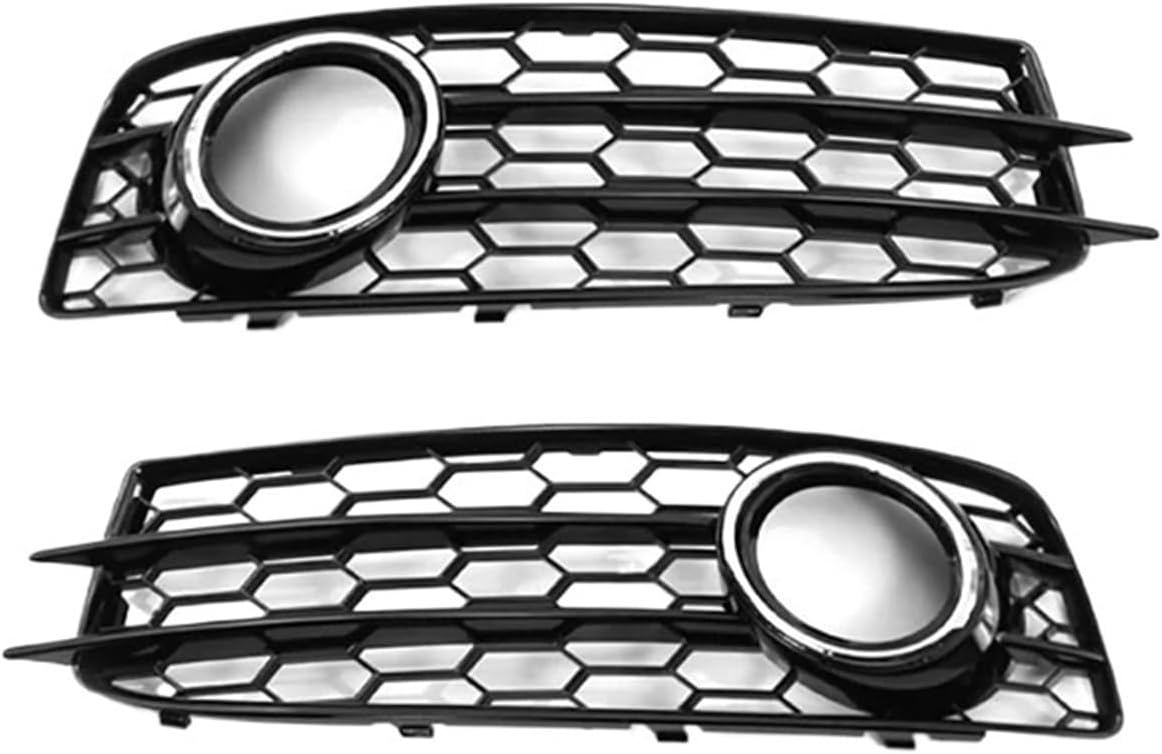 2Pcs/Pair Car Lamp Covers Front Bumper Fog Light Outer Frame Shell Compatible For Audi A3 8P Compatible For S-Line 2009-2012 8P0807682(Black Ring) (Chrome Ring)