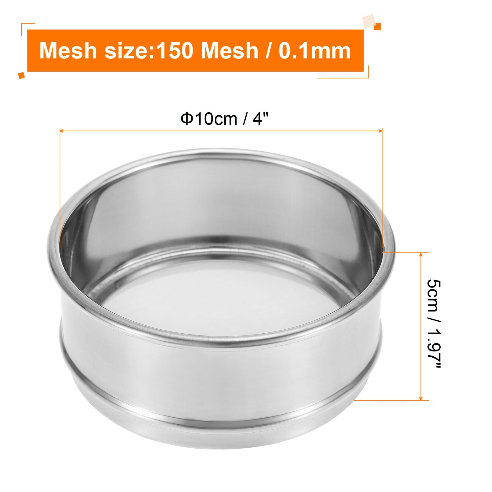 PATIKIL 150 Mesh Laborsieb 4" Durchmesser Testsieb 304 Edelstahl Drahtgewebe (0.1mm) Für Industrielles Labor