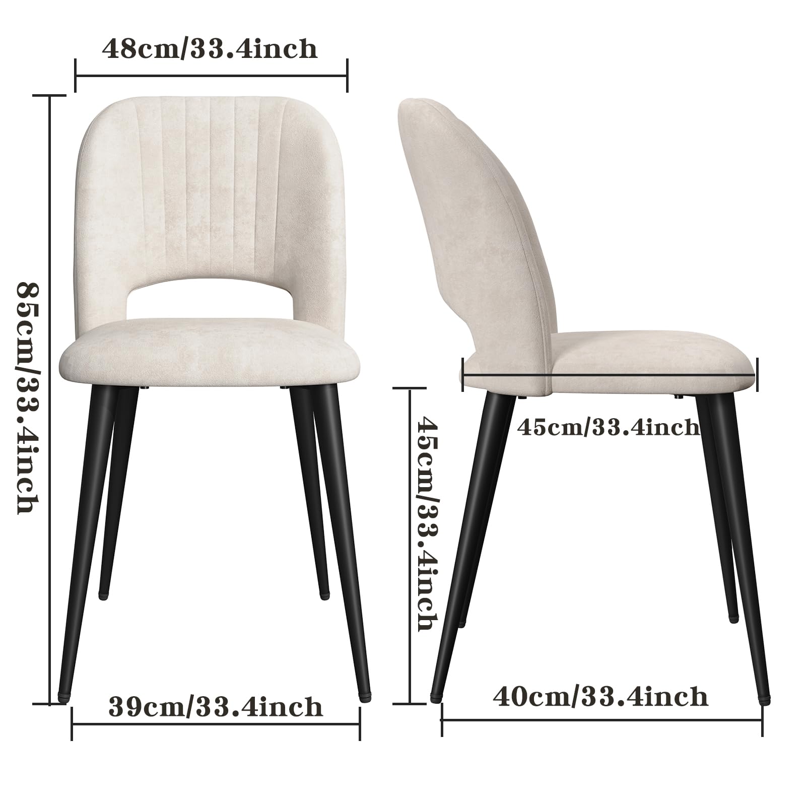 Set di 6 Sedia da Pranzo in Velluto Sedie da Cucina Sedie imbottite con schienale gambe in metallo per Sala da pranzo, Soggiorno Cucina Beige