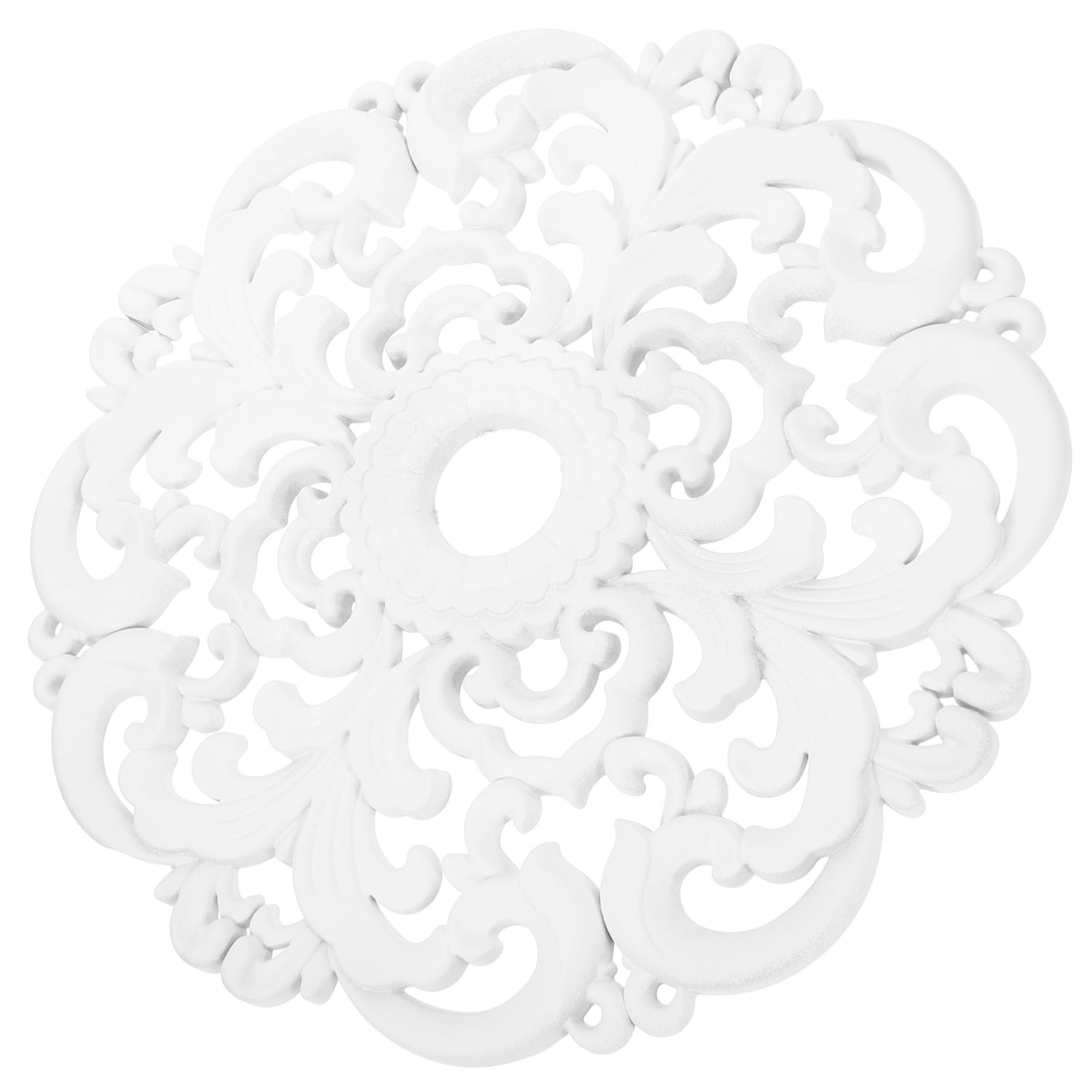 Homoyoyo Ceiling Rose PU Round Ceiling Medallion Cover: European Floral Cover Plate Medallion, Fixtures Fans - Image 2