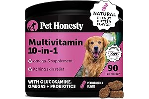 Pet Honesty Multivitamin for Dogs with Glucosamine, Probiotics Fish Oil and Omega-3