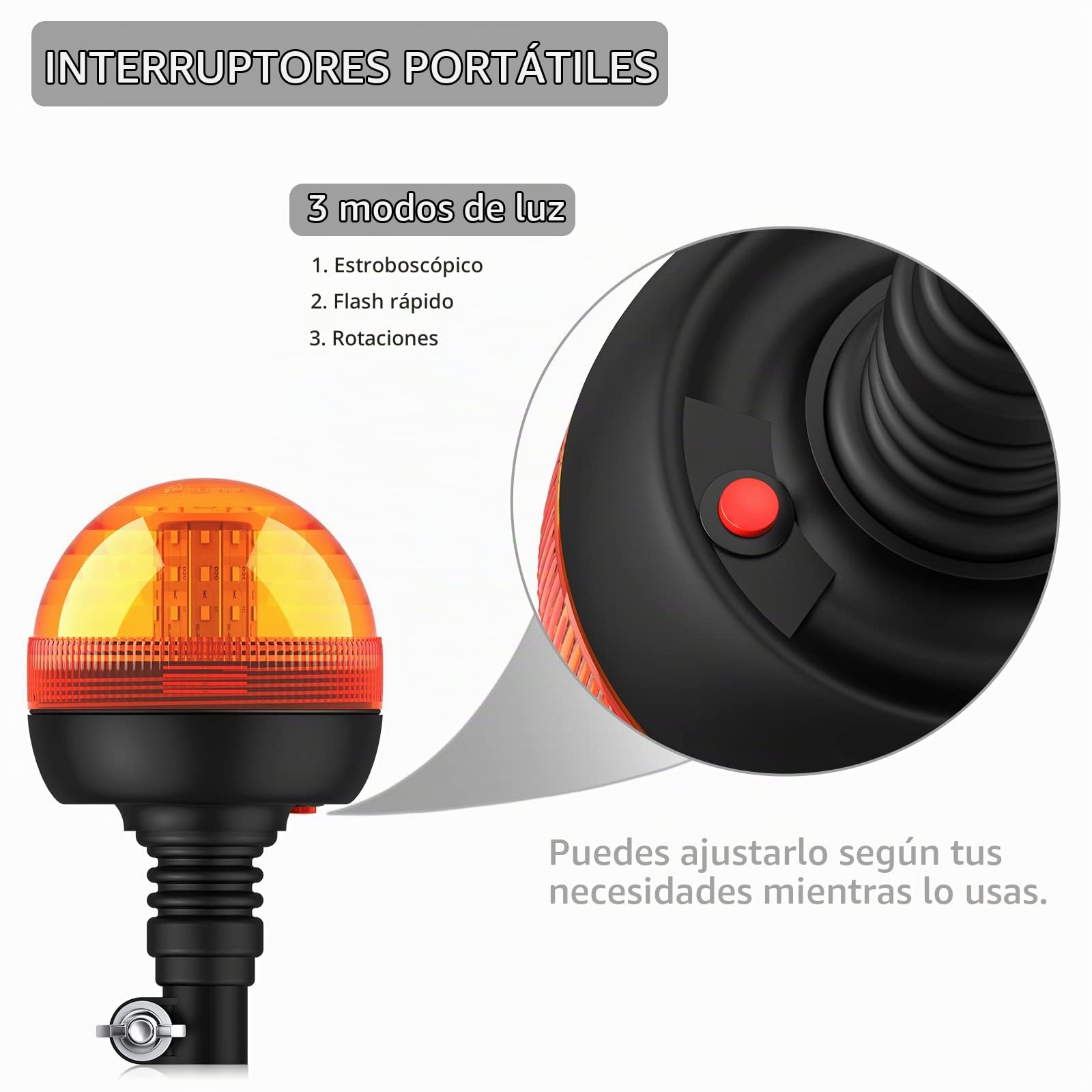 Justech 2PCs 40 Leds Luces de Emergencia Impermeable IP56 Homologadas E9 12V / 24V Luz Rotativa de Advertencia Estroboscopica con 3 Modos LED Flexible para Vehículo Remolque Camión