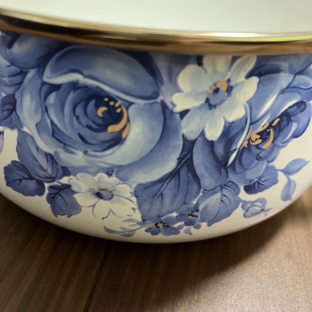 Amazon.co.jp: EJIRY エジリー ホーロー 両手鍋 Blue Rose レトロ 江尻