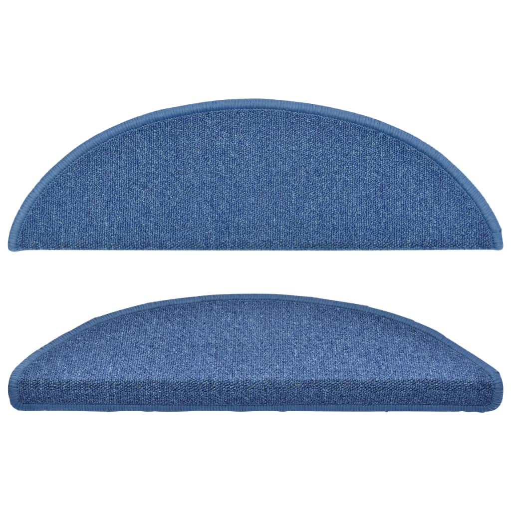 vidaXL Tapis d'escalier 10 pièces 56 x 17 x 3 cm Bleu Demi-Rond