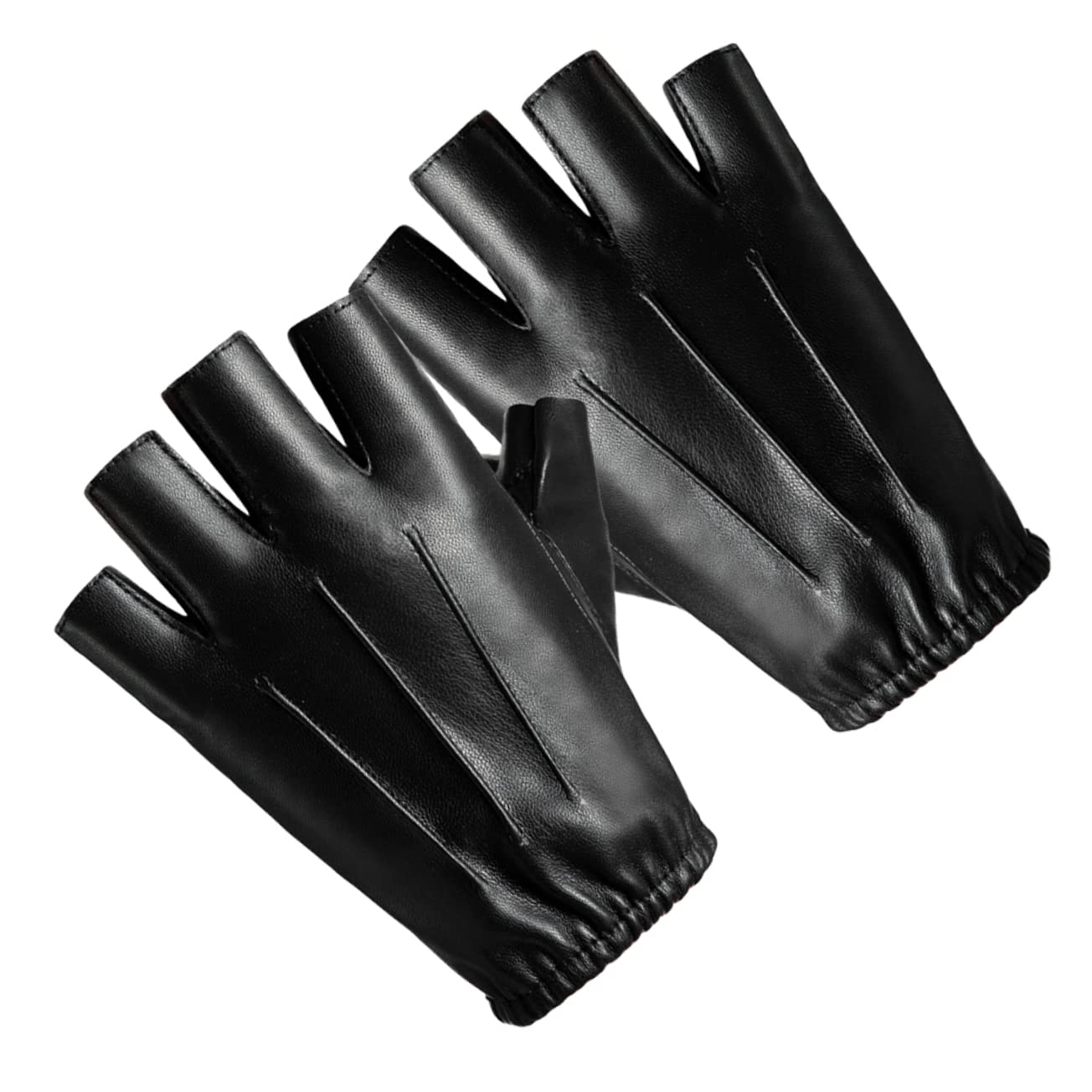 ibasenice Leather Bike Gloves Men's Portable Fishing Gloves Riding Half-Finger Design for Fitness