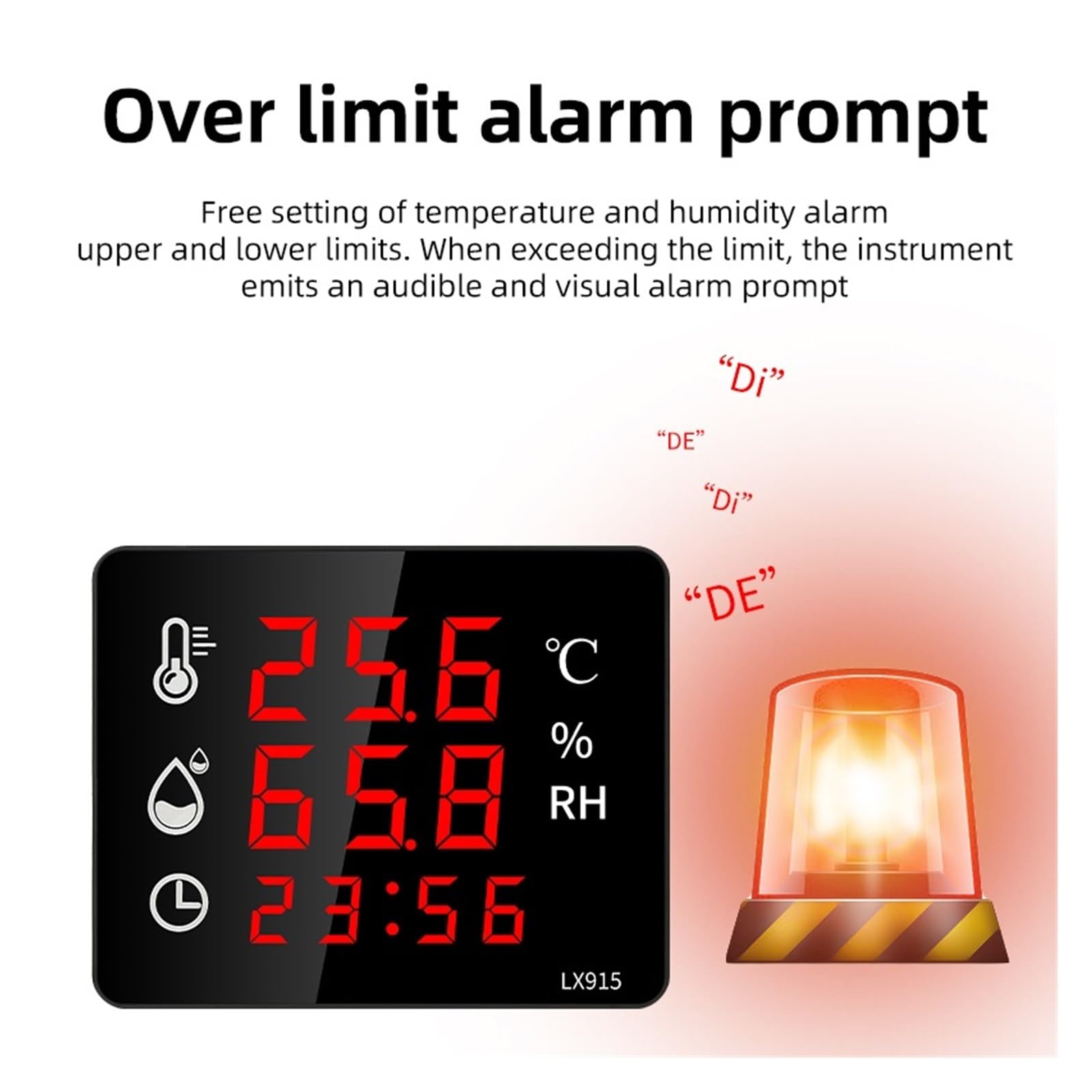 Poolthermometer Digitales Hygrometer Outdoor Indoor Sauna Thermometer Mit Alarm Digitale Wanduhr Temperaturmesser Und Sensor Einfach Zu Bedienen(LX915D)