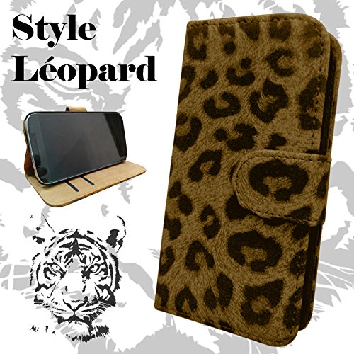 ACCESS D Wiko Iggy Etui Portefeuille Leopard Brun pour Iggy