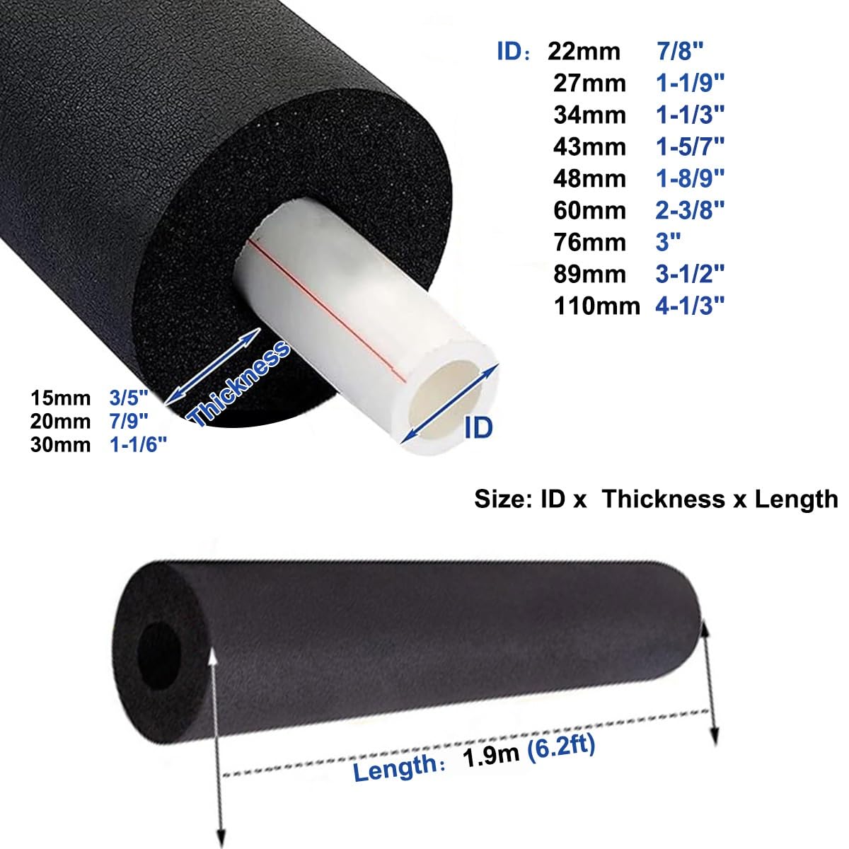 Plerile Water Pipe Insulation, Flexible Antifreeze Foam Tube