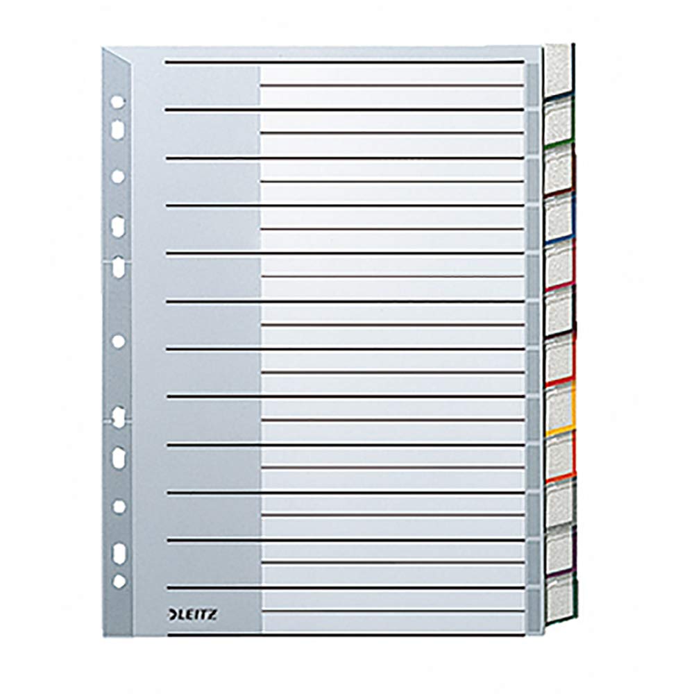 Leitz 12740000 Plastic Index Blank A4 Polypropylene 12 Sheets Grey