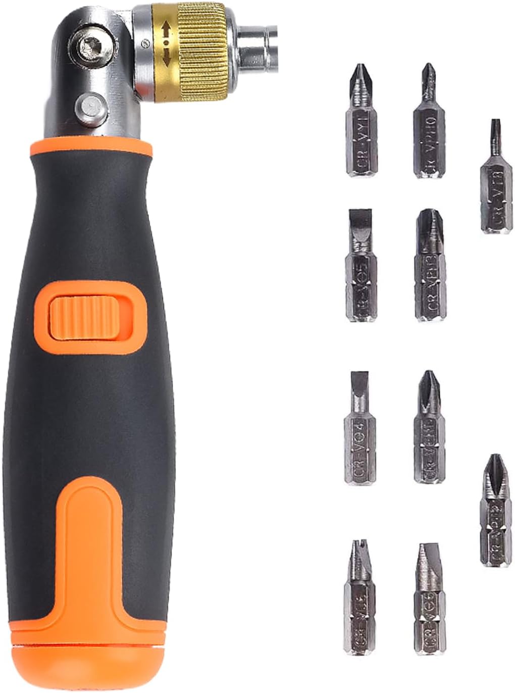 10 in 1 Ratchet Screwdriver Set, Household Bendable Ratcheting Screwdriver with Magnetic Bit for Easy Assembly, There is a Screwdriver Compartment Inside the Handle.