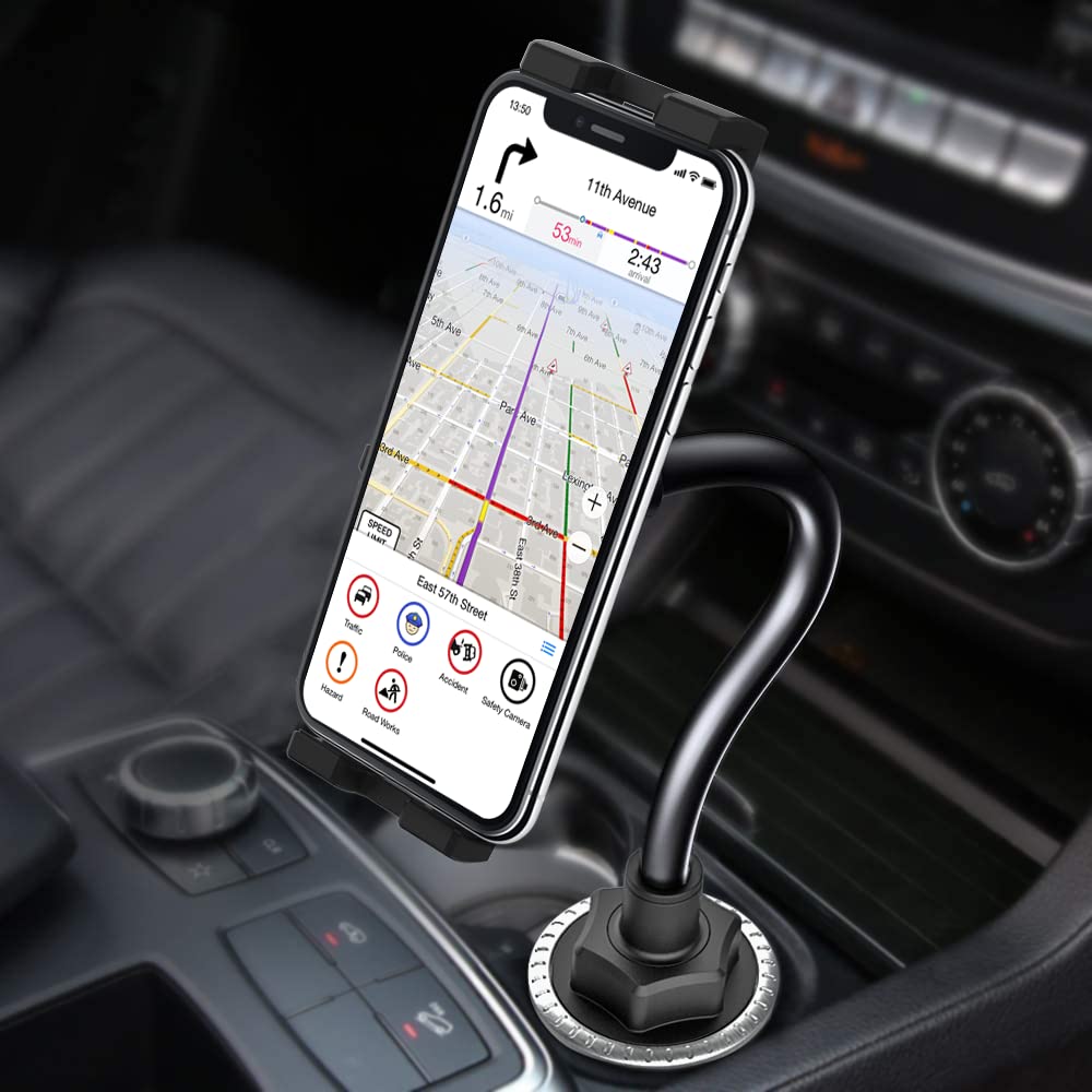 Supporto Tablet Auto Portabicchieri, Oilacn Porta iPad Auto Portabicchiere Collo Oca con Braccio Lungo Flessibile per iPad Pro Air Mini, iPhone, Galaxy, Lenovo, Fire ecc (4-12,9 pollici)
