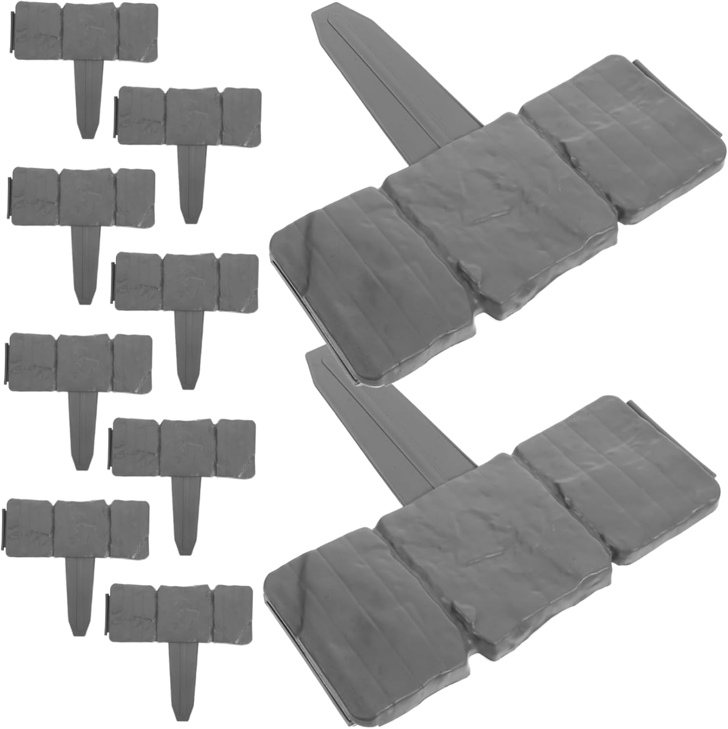 UPKOCH 20pcs Stonelike Plastic Garden Fence Edging Easy Install No Dig Landscape Border Faux Stone Garden Border Decorative Flower Bed Edging DIY Landscape Versatile Plant Fence