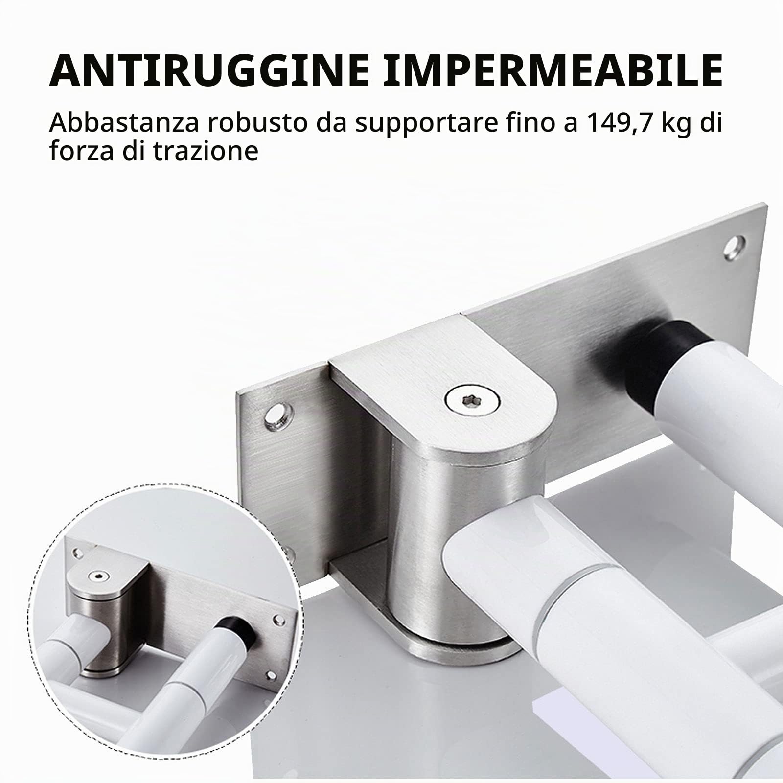 Maniglione Ribaltabile Bagno Wc,Corrimani Antiscivolo,Maniglia Di Supporto Pieghevole Per Bagno,con Gambe,Maniglione Con Un Anello Luminoso,rotazione Orizzontale Di 180° O Verticale Di 90°