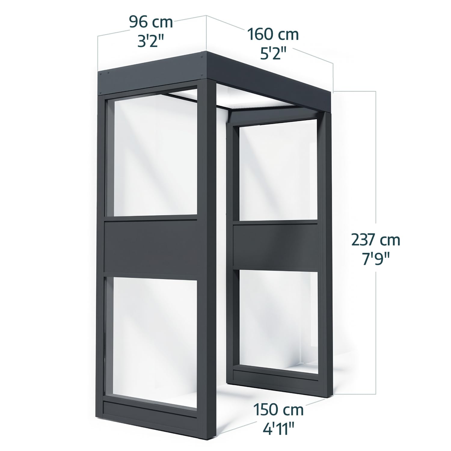 Canopia by Palram Sophia Vordach 1600mm Grauer Rahmen Opale Polycarbonat-Abdeckung wetterfest langlebig